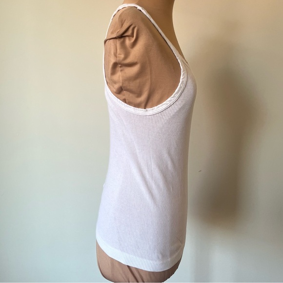Re/done Ribbed White Scoop Neck 100% Cotton Tank Top EUC Size M - Picture 6 of 10